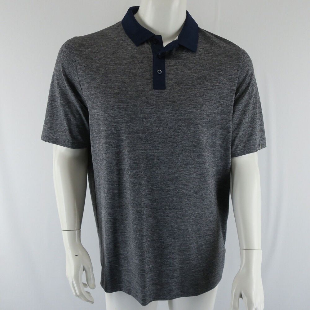 KJUS Short Sleeve Golf Polo Shirt Mens 50 | M Regular‎ UPF 50+ Gray Navy